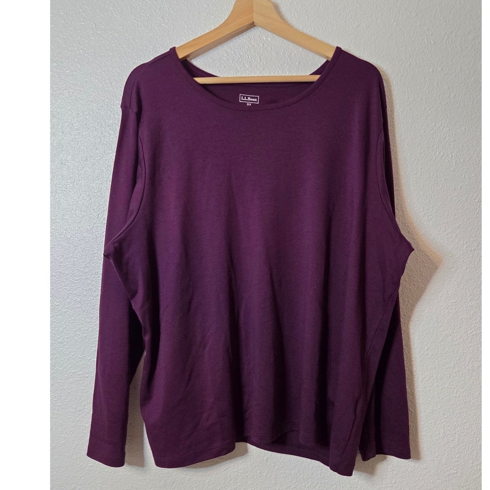 LL Bean Women's 3X Supima Cotton Long Sleeve Tee Gem Tone Purple